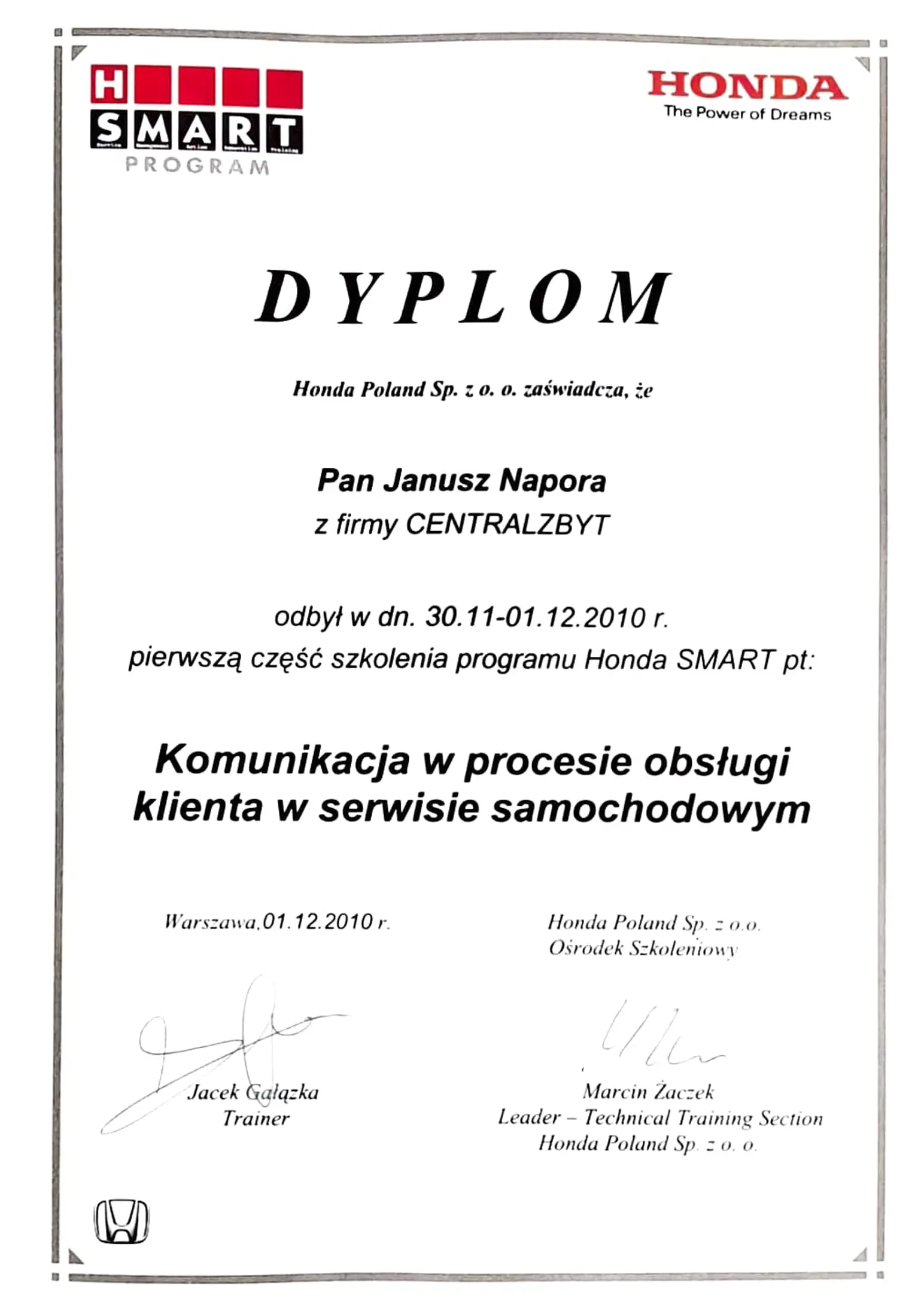 Dyplom - Komunikacja w procesie obsługi klienta w serwisie samochodowym